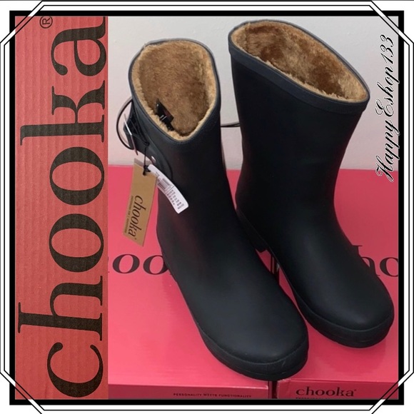 Chooka Rain Boots, Mid Height, Faux Fur, Black - Picture 10 of 10